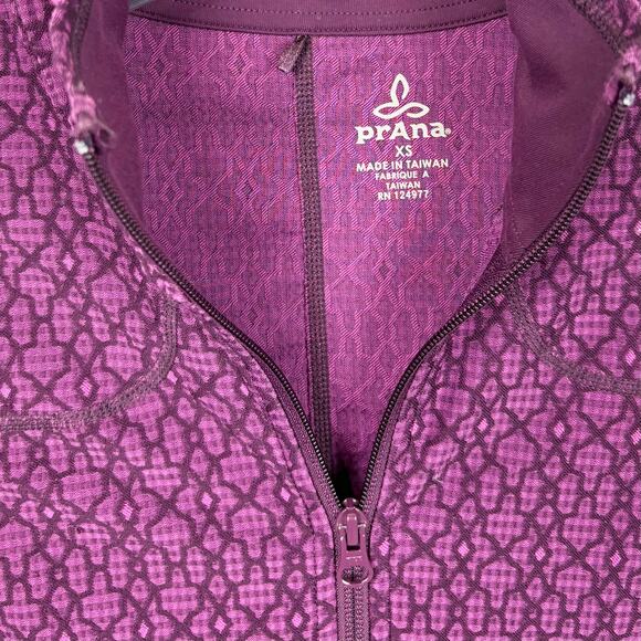 Prana Womens Grape Jacquard Stretch Polyester Nylon Purple Full Zip Size XS - Picture 8 of 10